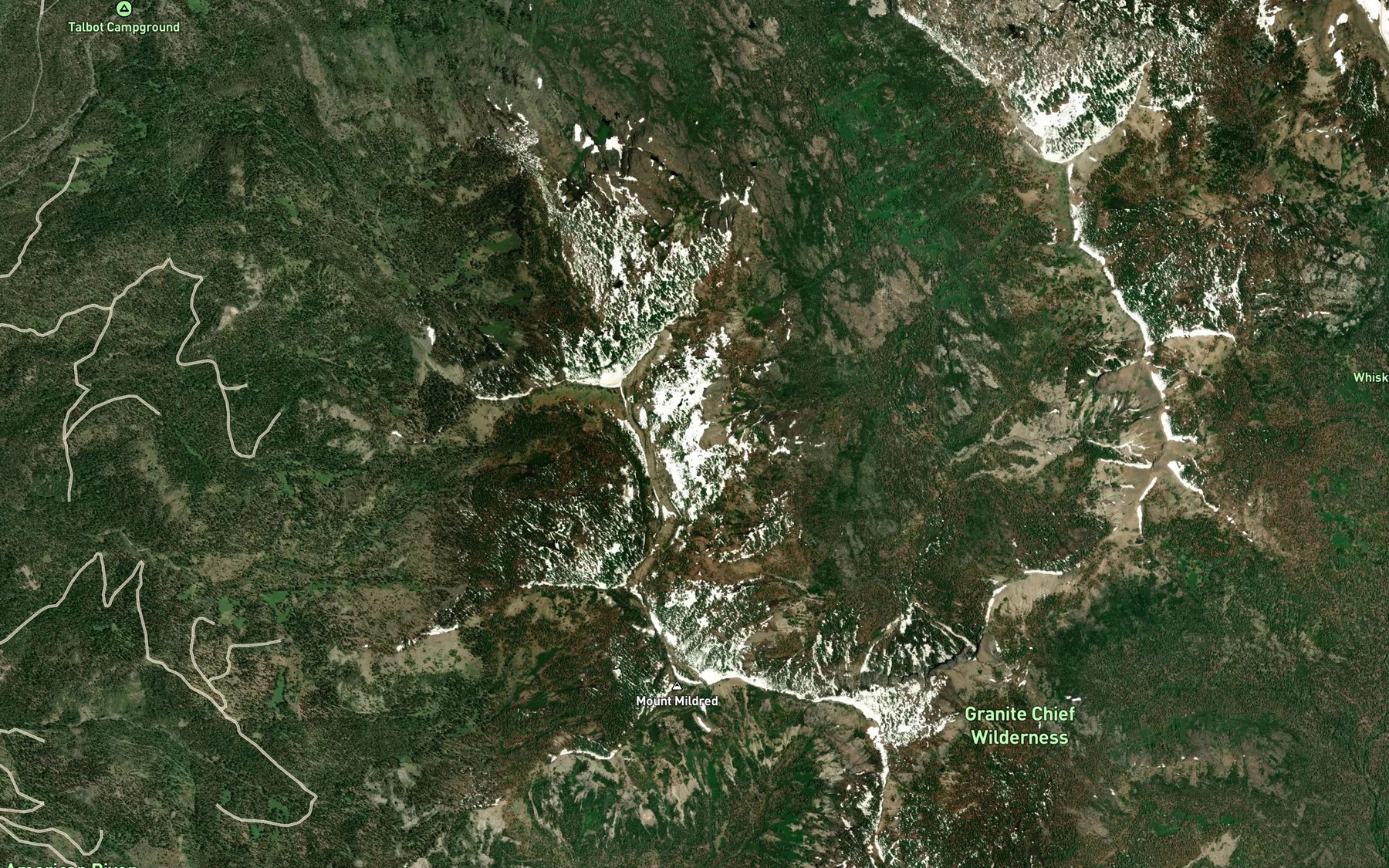 Satellite map of the Mildred Lakes