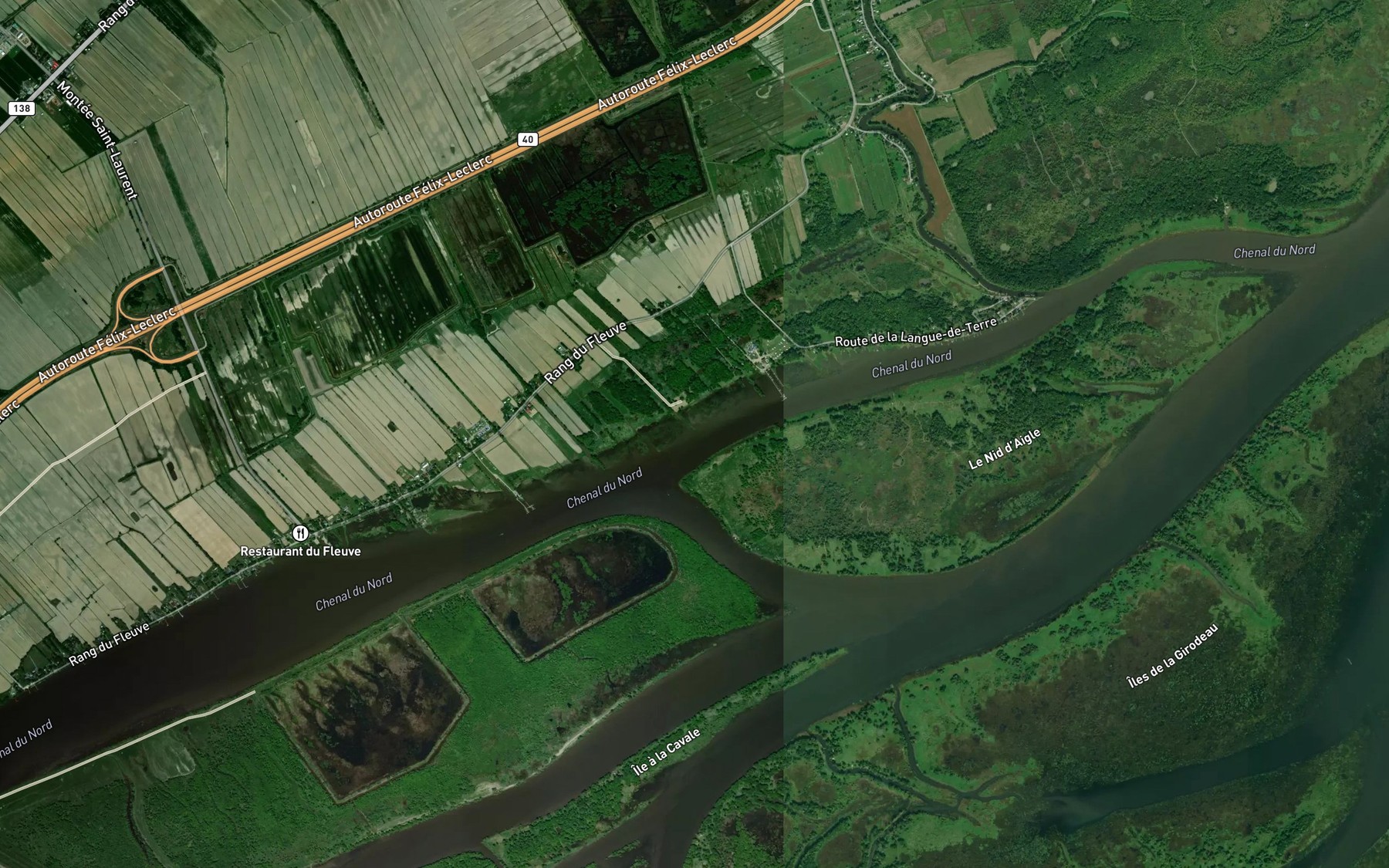 Satellite map of the Ruisseau Grande Ligne