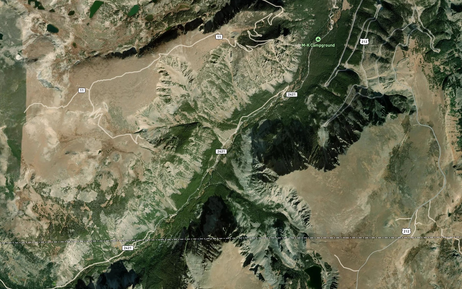 Satellite map of the Lost Picket Creek