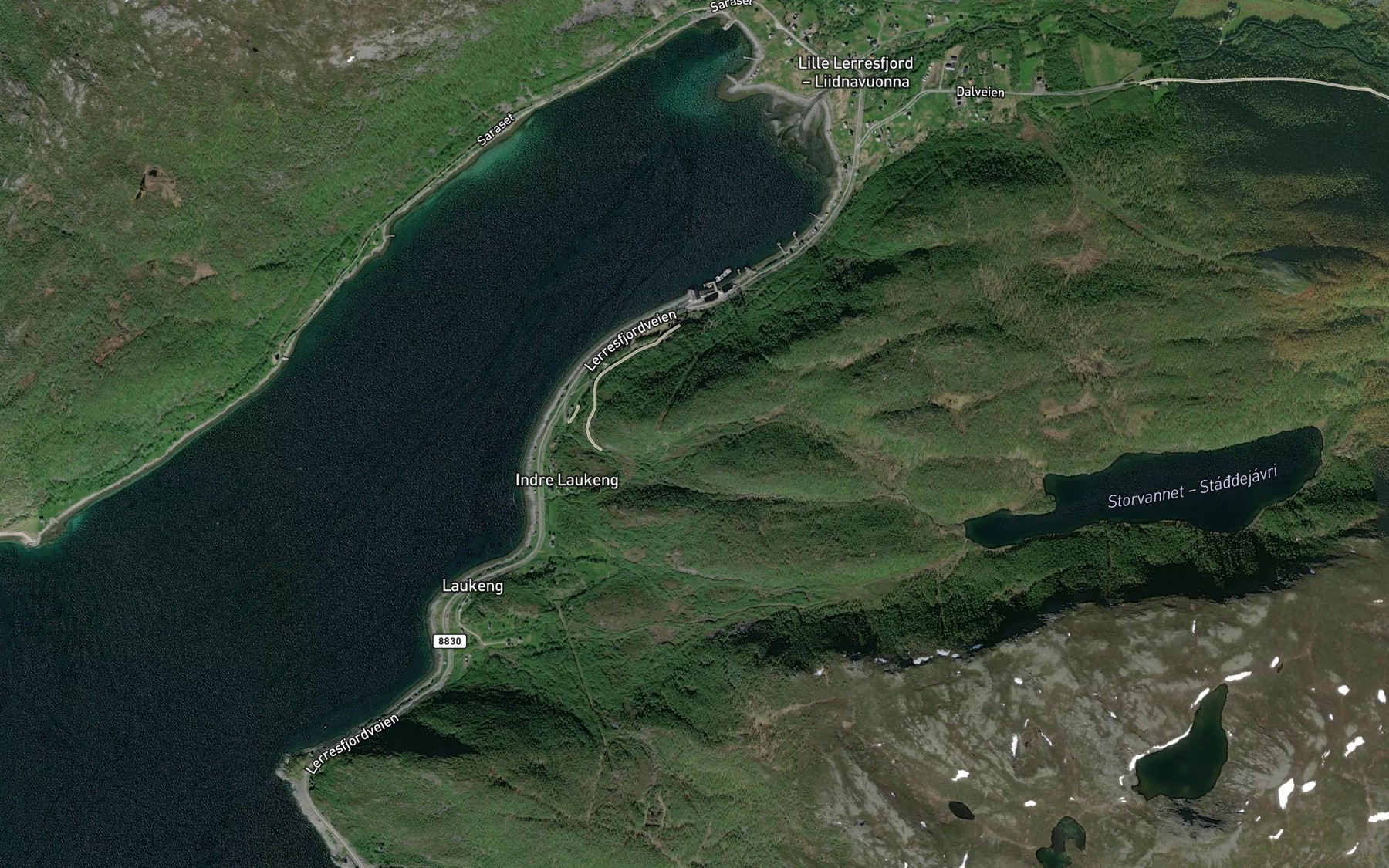 Satellite map of the Laukengelva