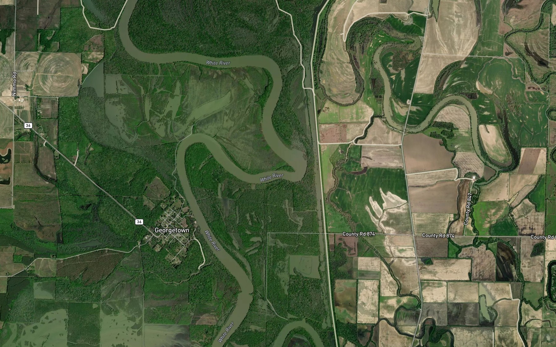 Satellite map of the Postal Bend
