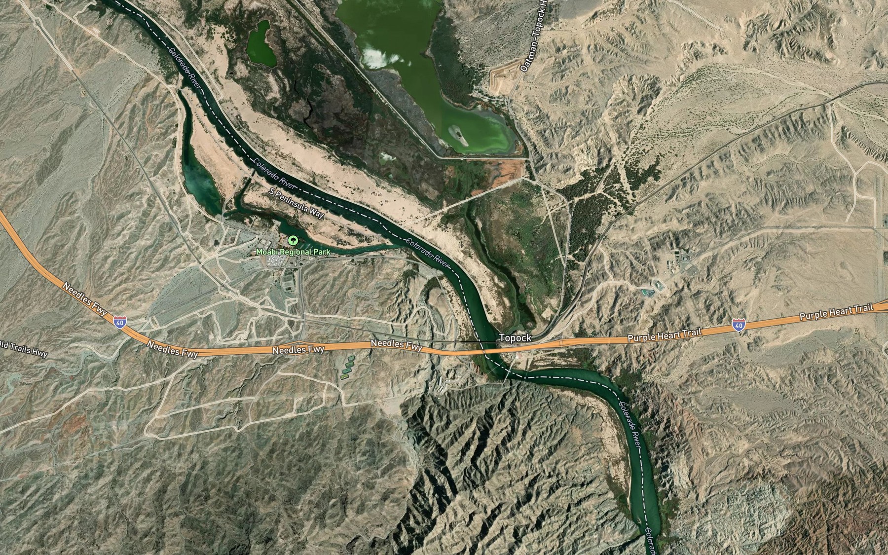 Satellite map of the Bat Cave Wash