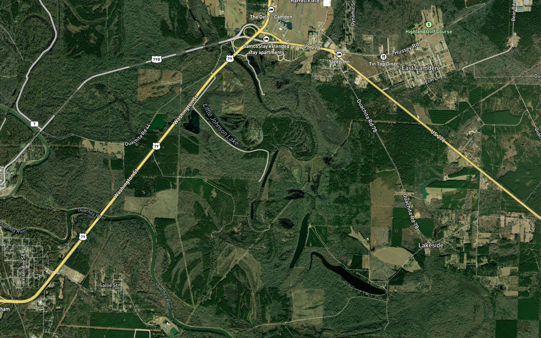 Satellite map of the Blue Lake