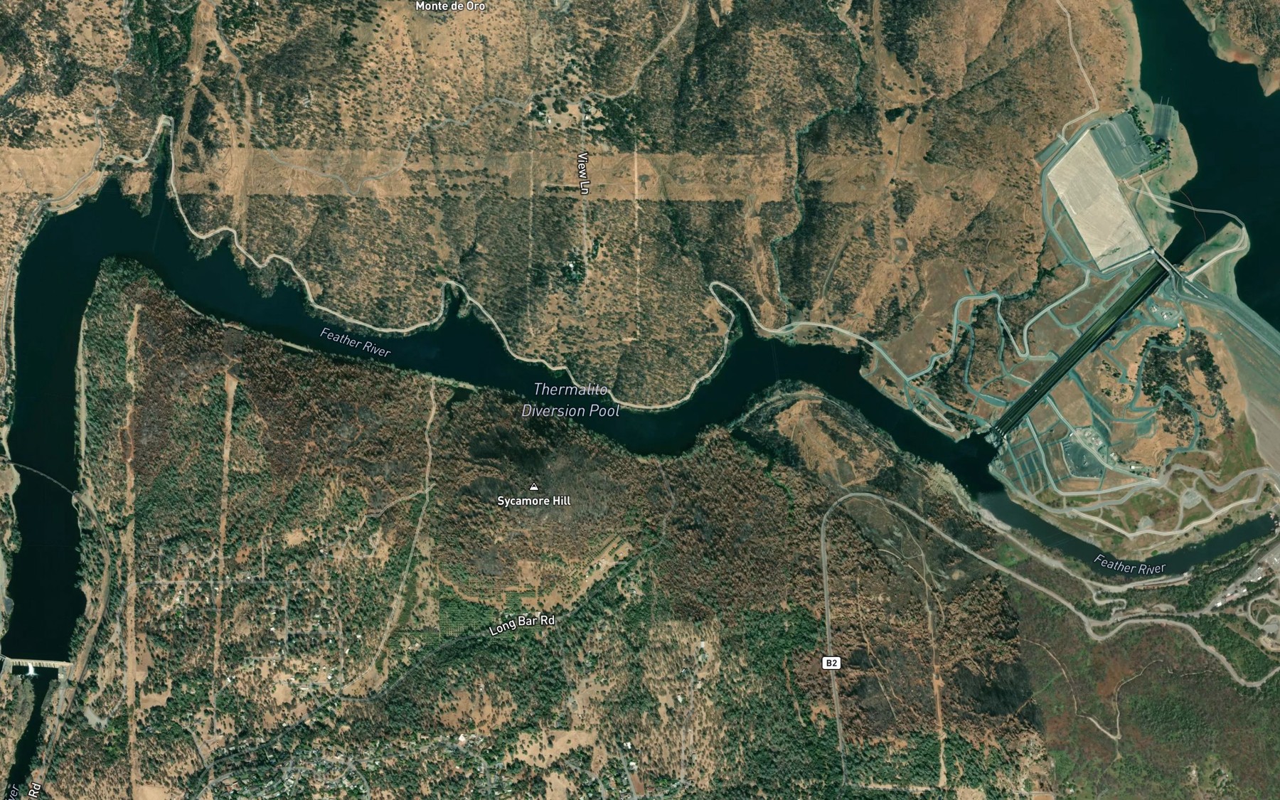 Satellite map of the Thermalito Diversion Pool