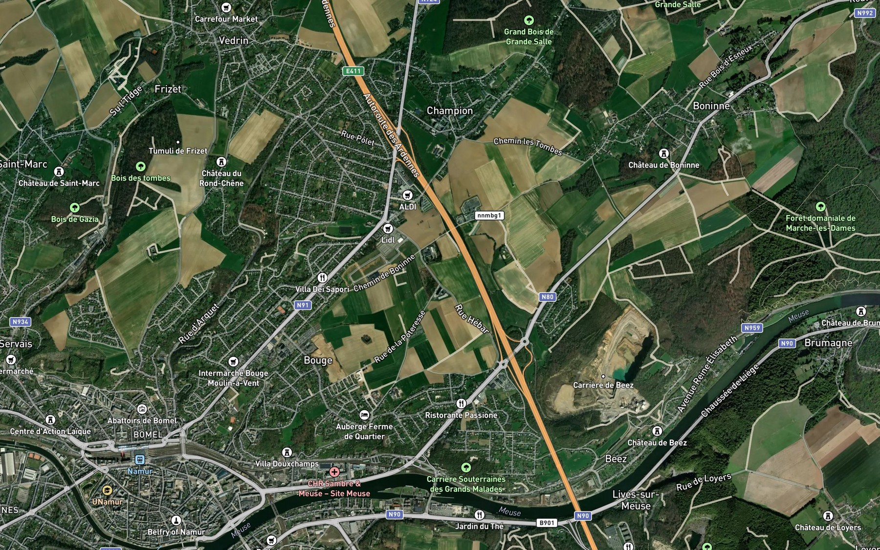 Satellite map of the Potresse