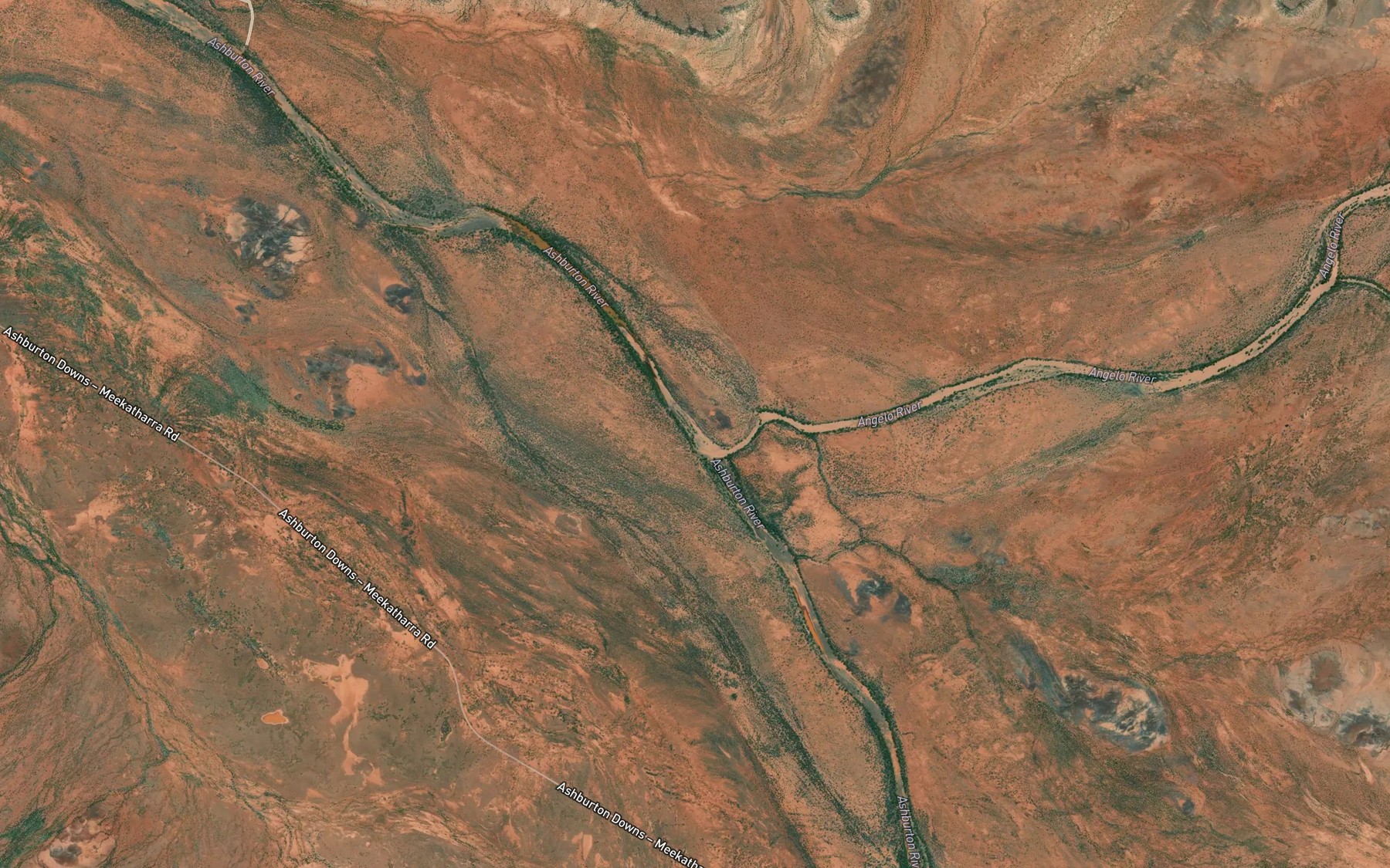 Satellite map of the Angelo River