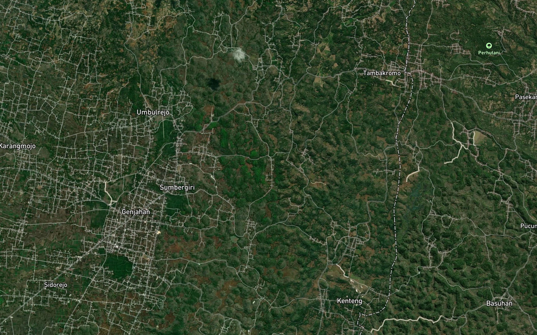 Satellite map of the Telaga Ngampelombo