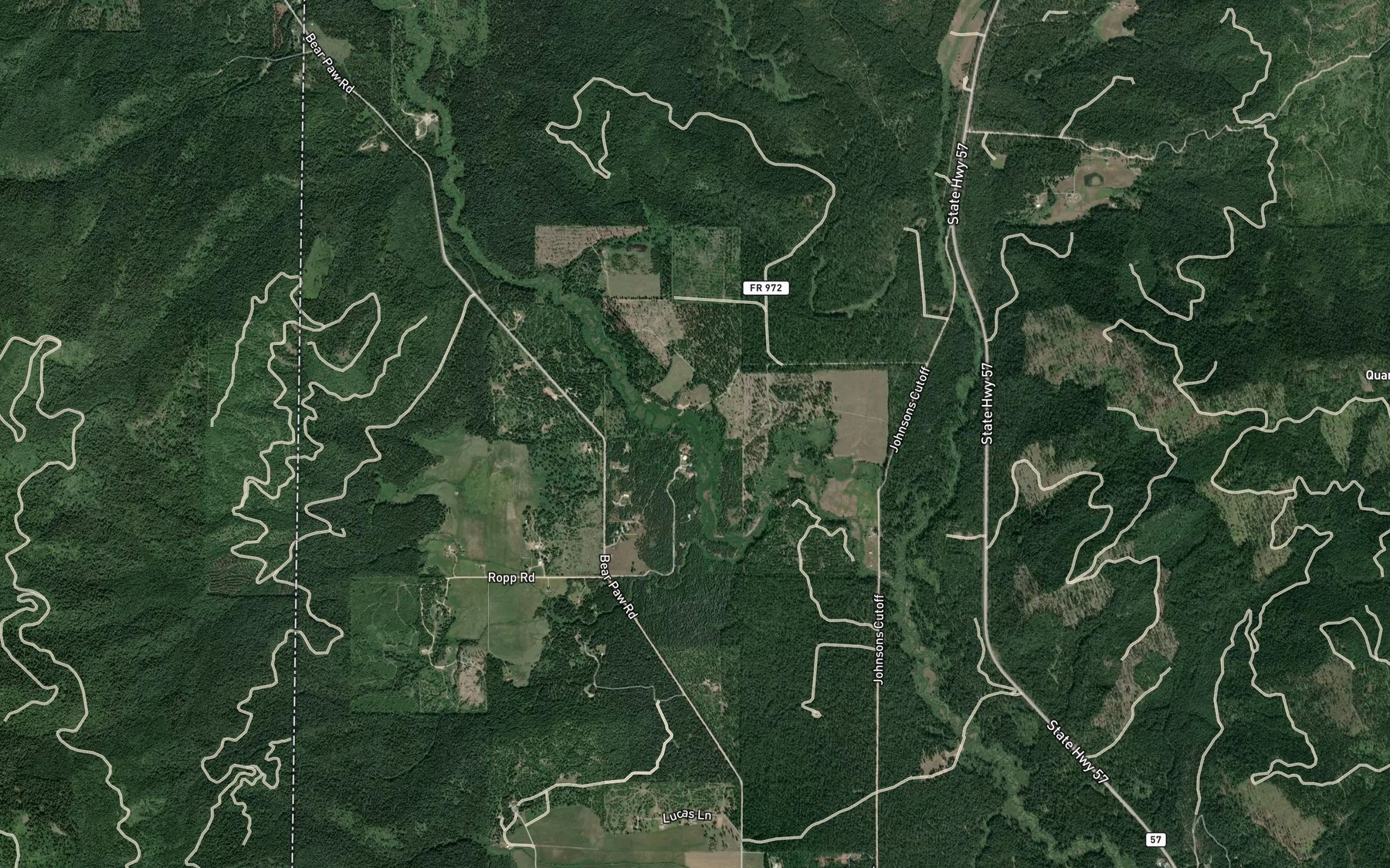 Satellite map of the Slough Creek