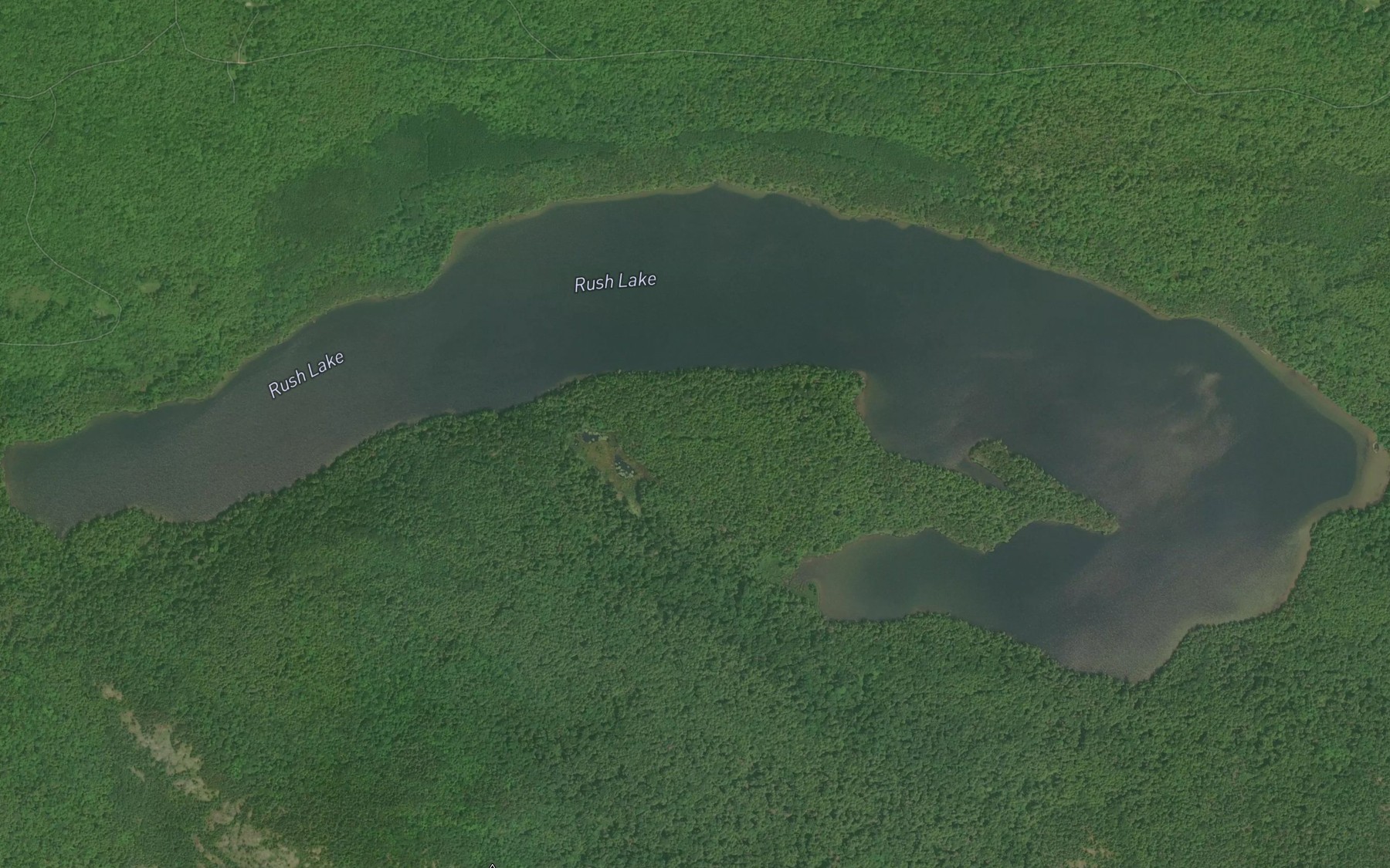 Satellite map of the Rush Lake