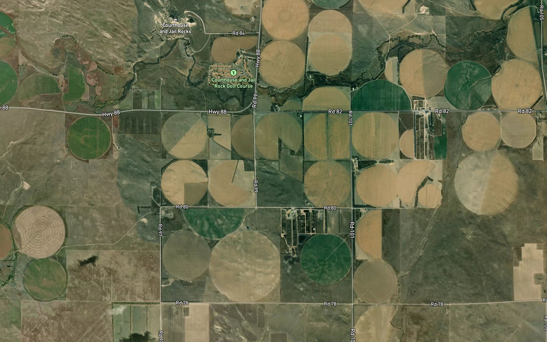 Satellite map of the Courthouse Rock Canal