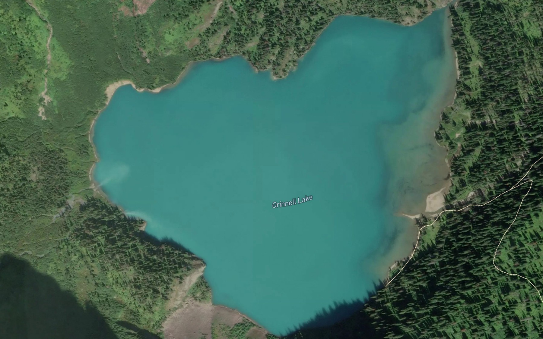 Satellite map of the Grinnell Lake