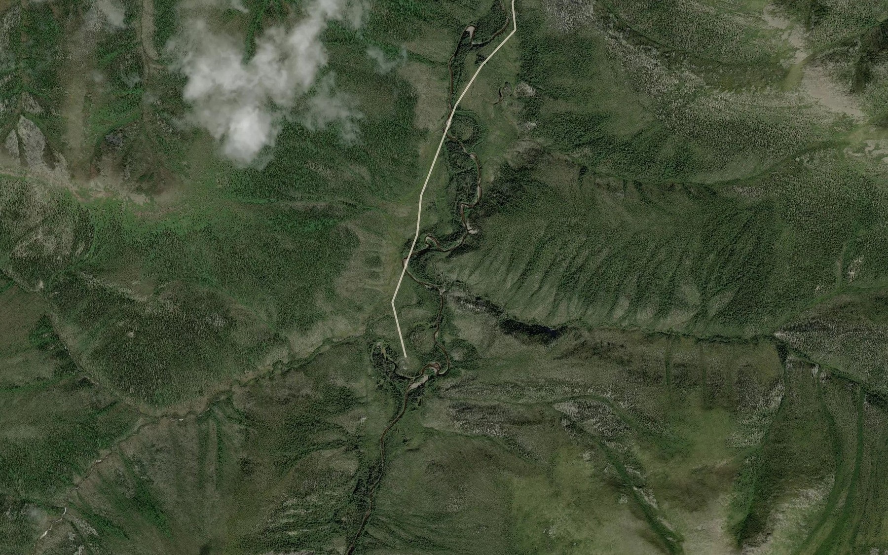 Satellite map of the Sluicebox Creek