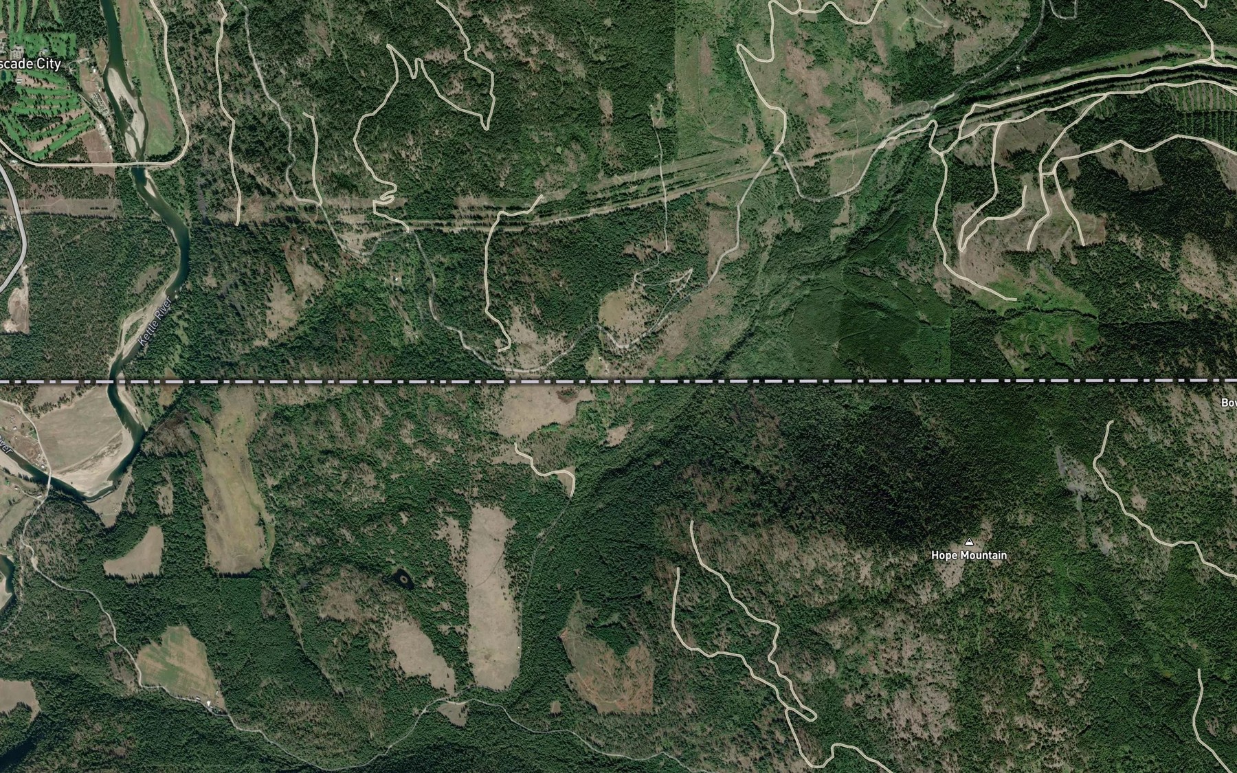 Satellite map of the Bitter Creek