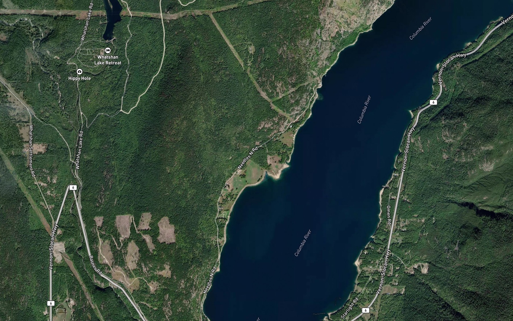Satellite map of the Andres Creek