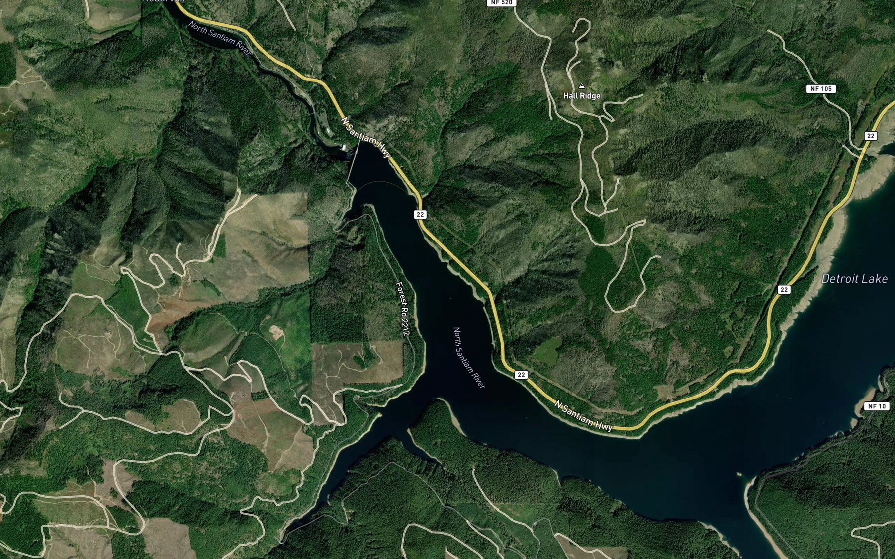 Satellite map of the Madill Creek