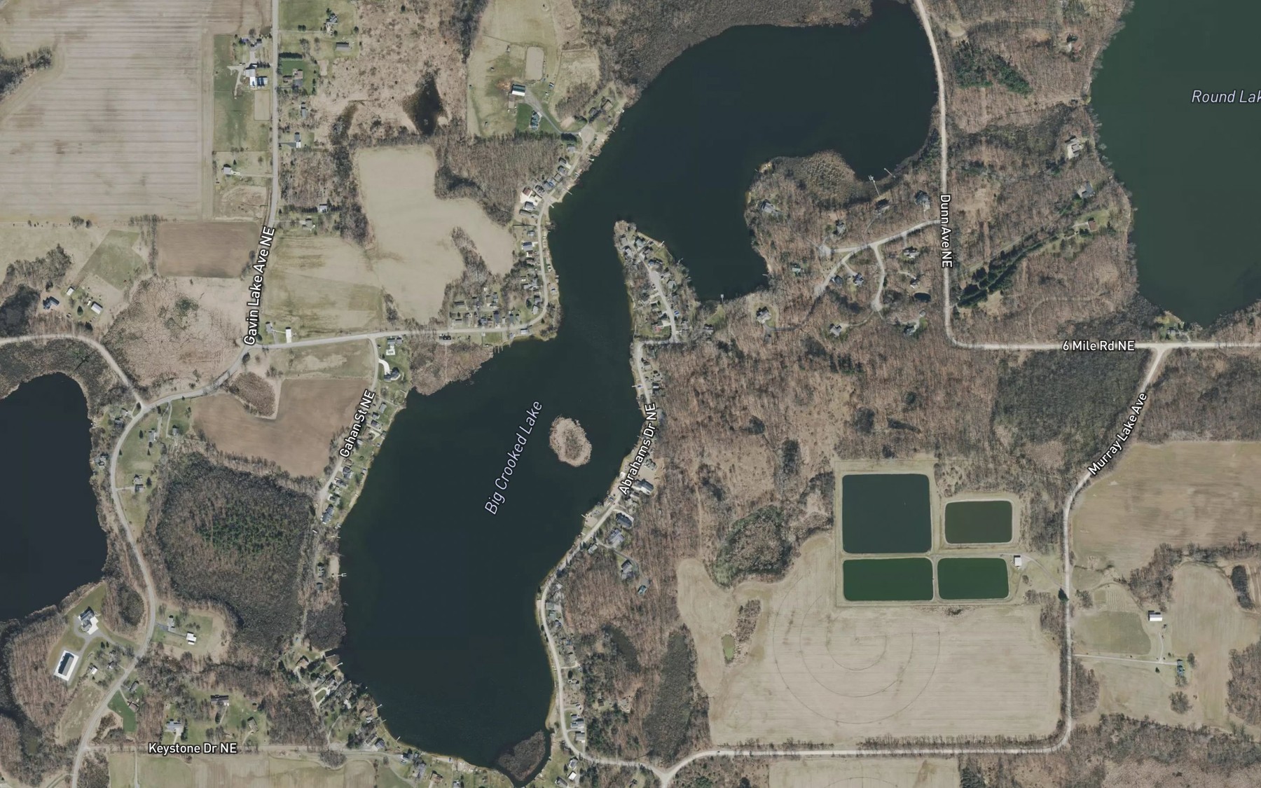 Satellite map of the Big Crooked Lake