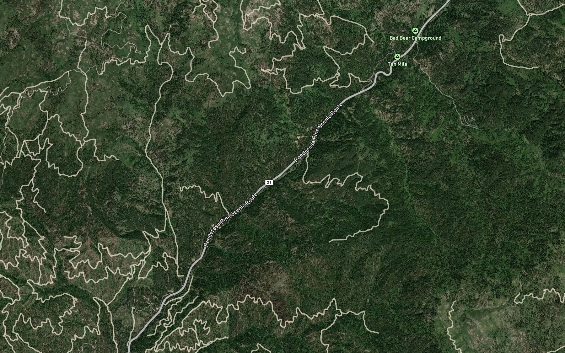 Satellite map of the Fan Creek