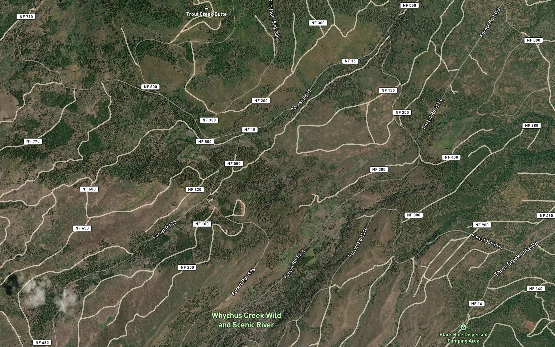 Satellite map of the North Pole Creek