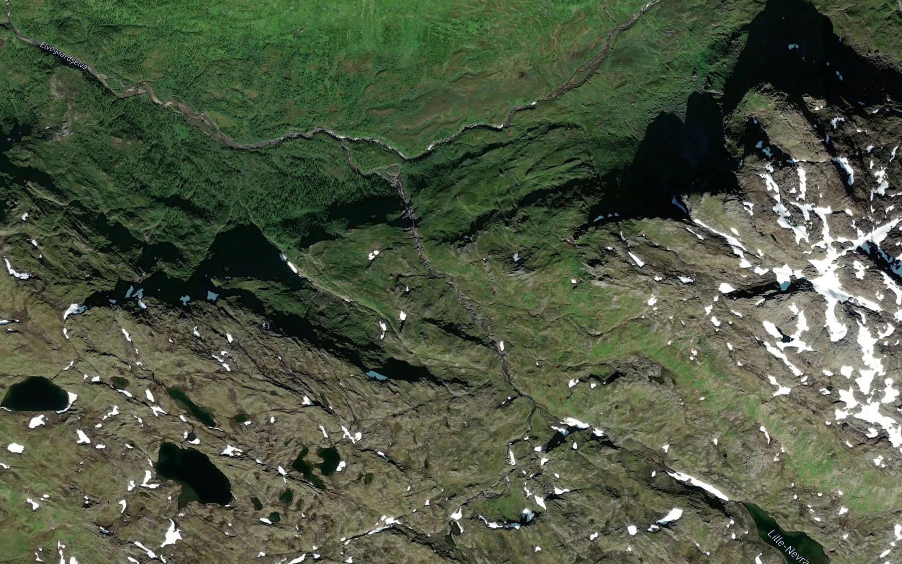 Satellite map of the Naeverfjellelva