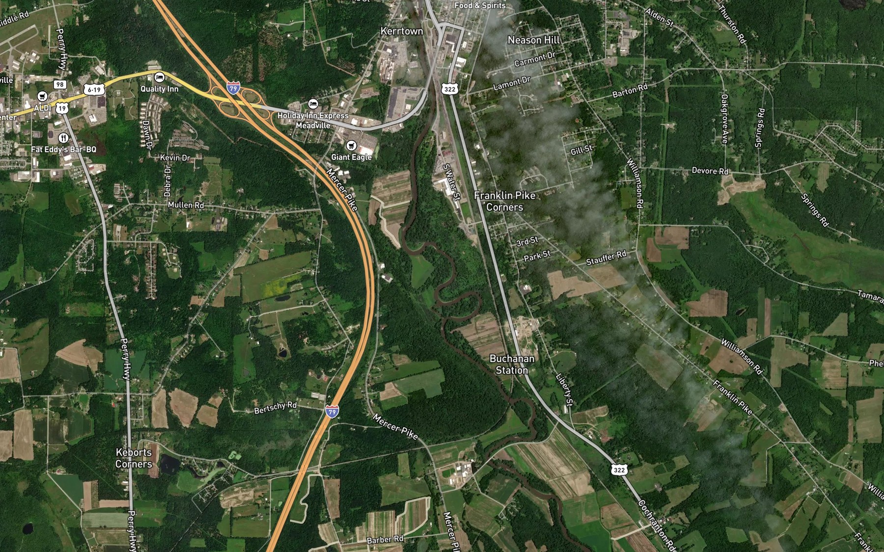 Satellite map of the Van Horne Creek