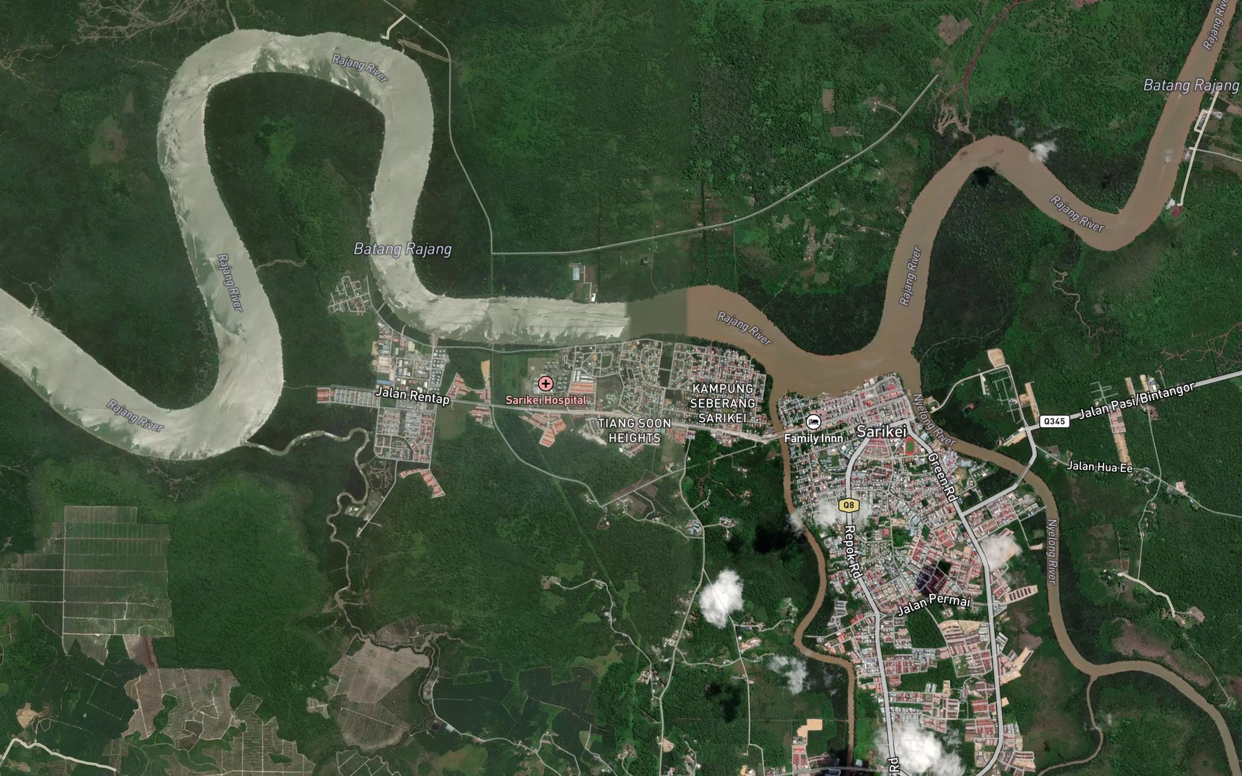 Satellite map of the Sungai Sarikei