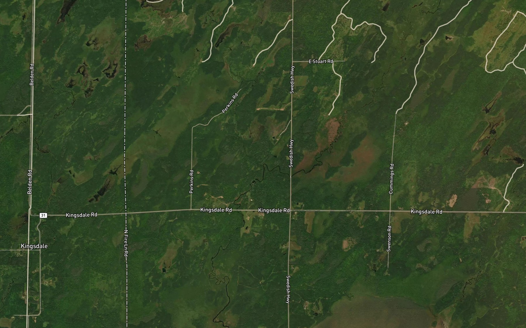 Satellite map of the Dingle Creek