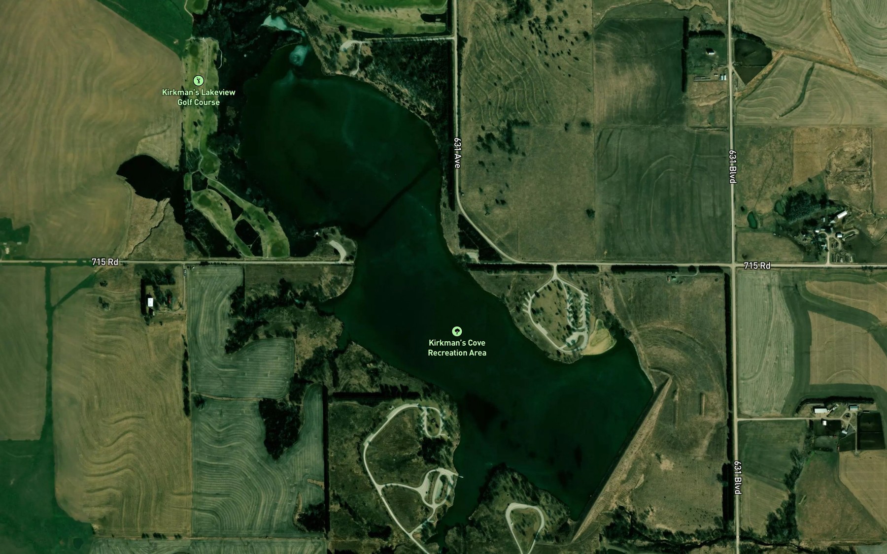 Satellite map of the Kirkmans Cove Lake