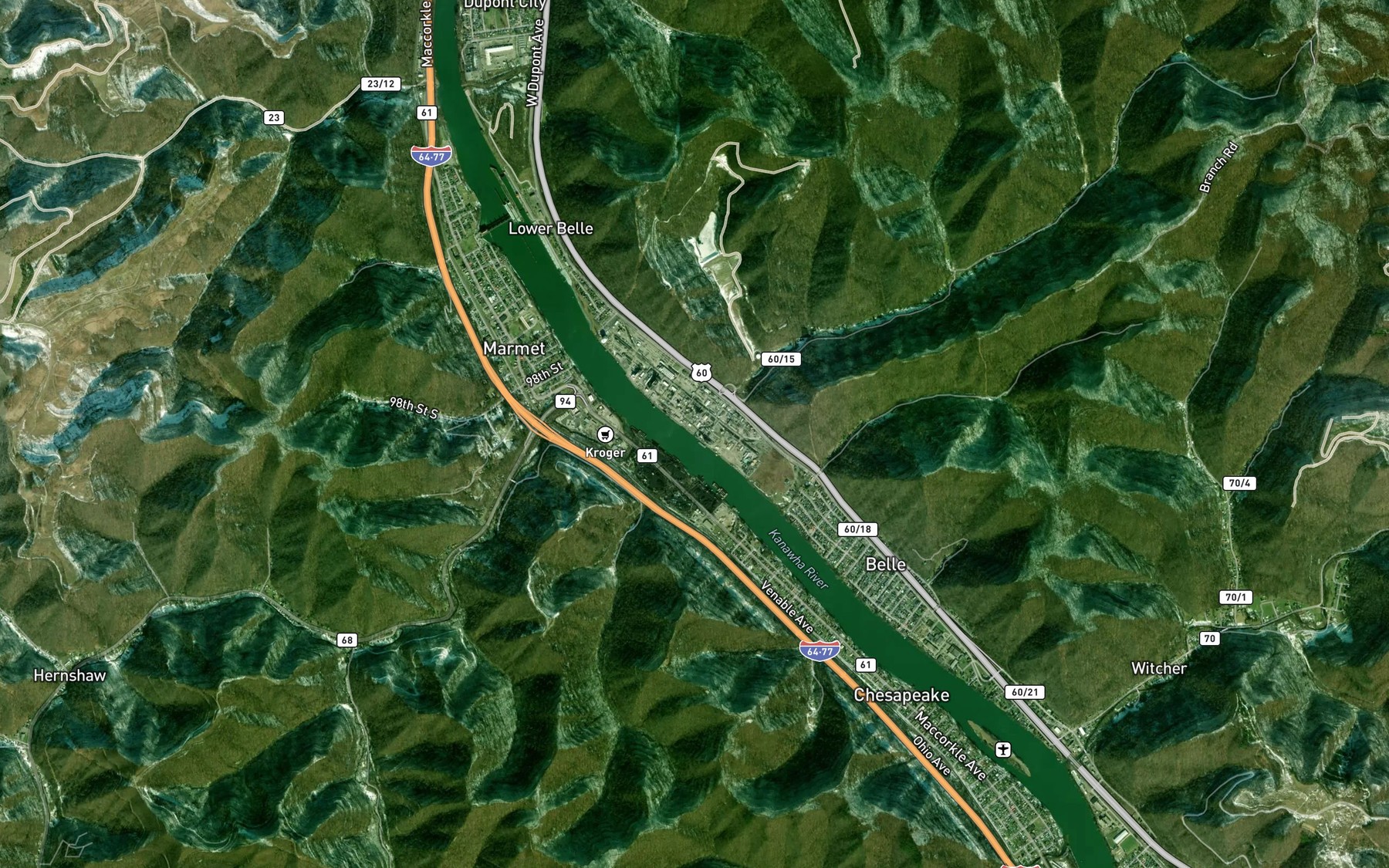 Satellite map of the Simmons Creek