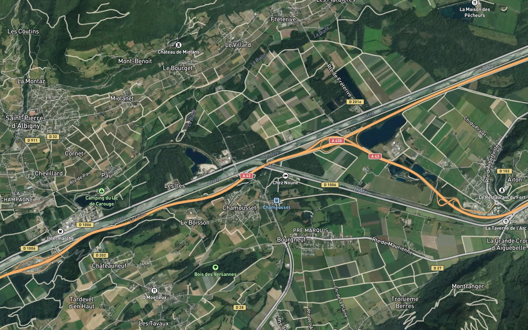 Satellite map of the Arc