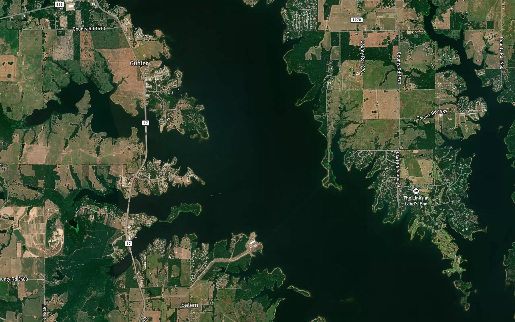 Satellite map of the Mustang Creek