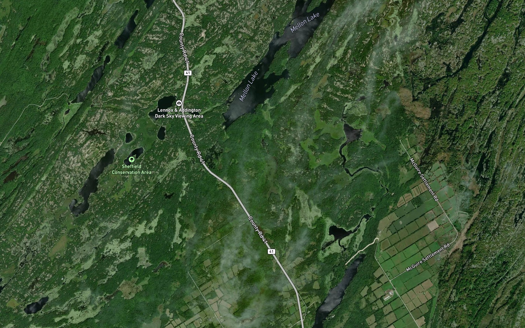 Satellite map of the Mellon Creek