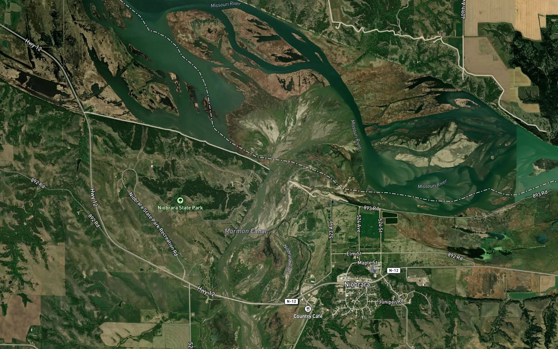 Satellite map of the Niobrara River
