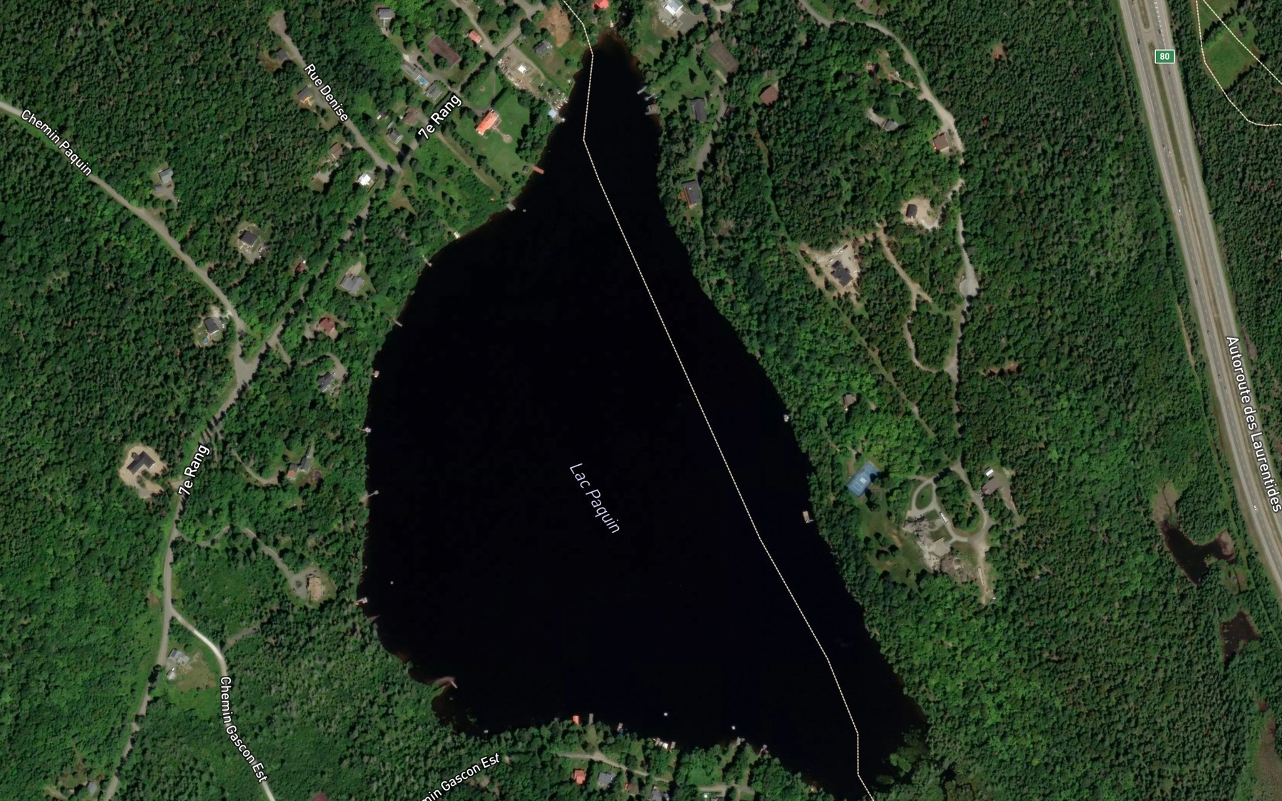 Satellite map of the Lac Paquin