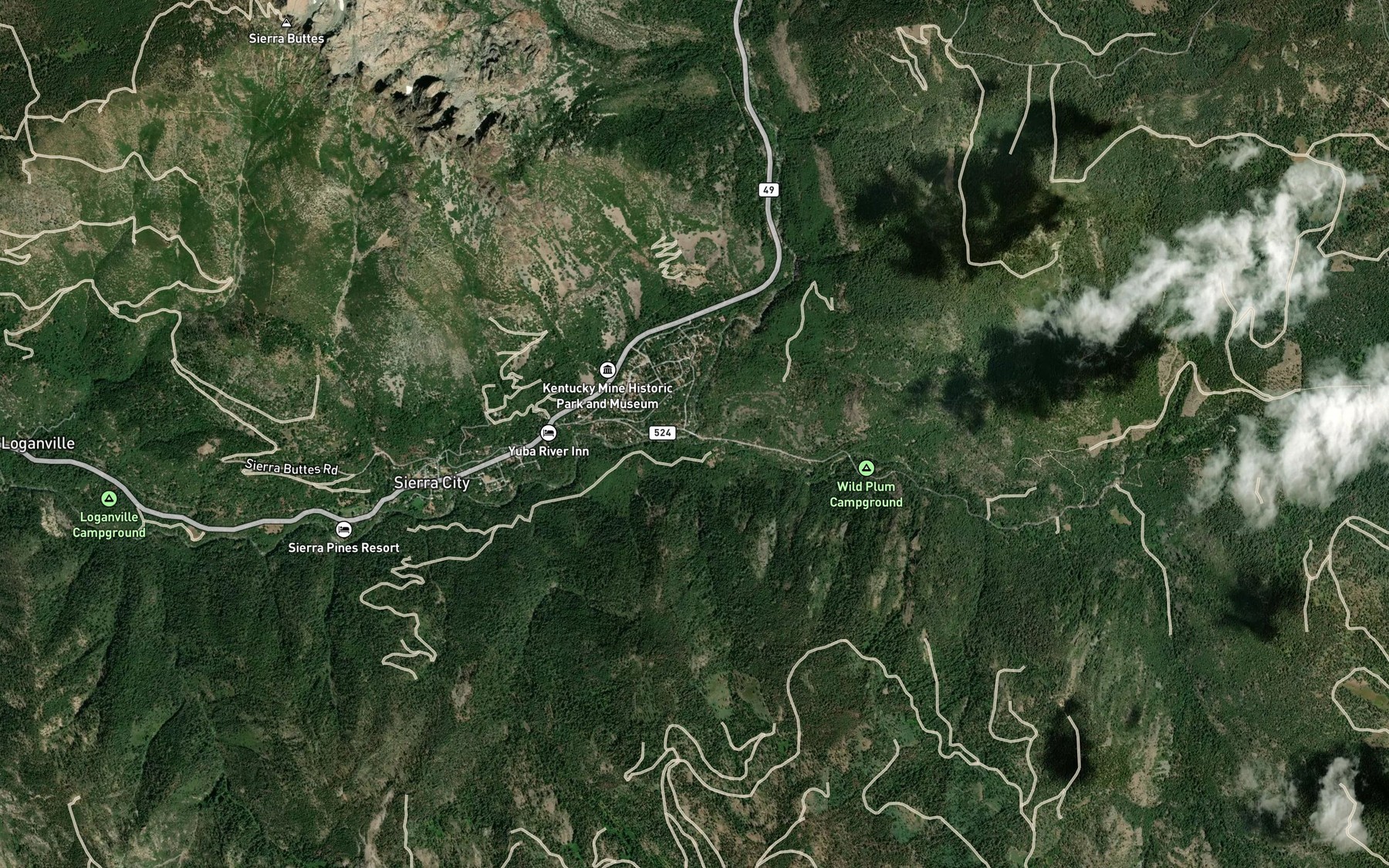Satellite map of the Haypress Creek