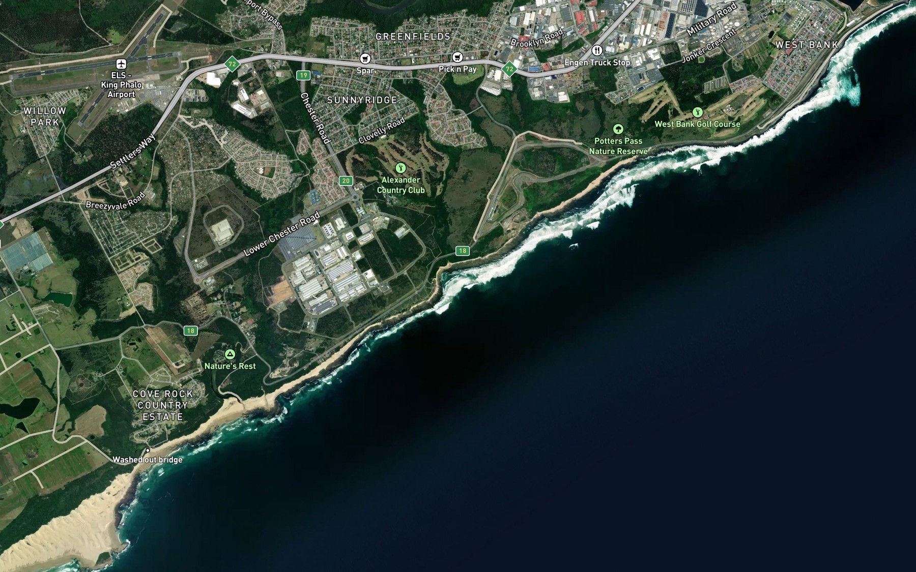 Satellite map of the Fuller's Bay
