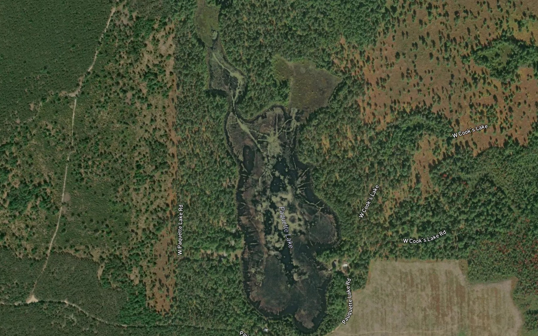 Satellite map of the Paquette Lake