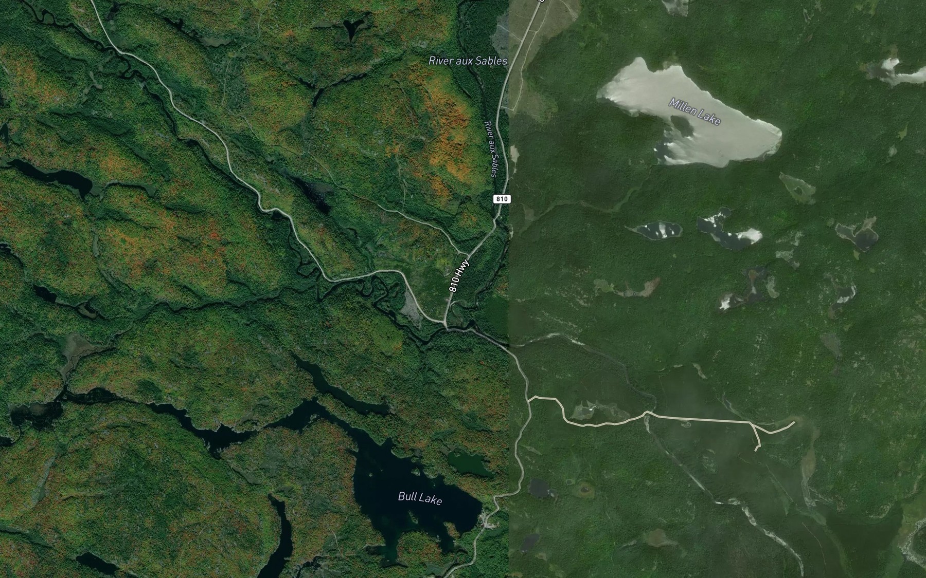 Satellite map of the West River aux Sables