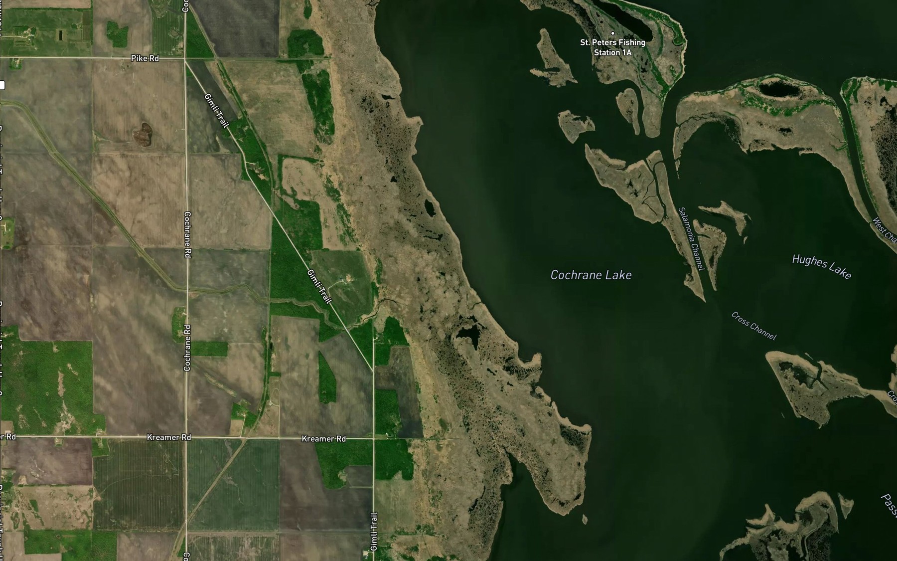 Satellite map of the Cochrane Creek