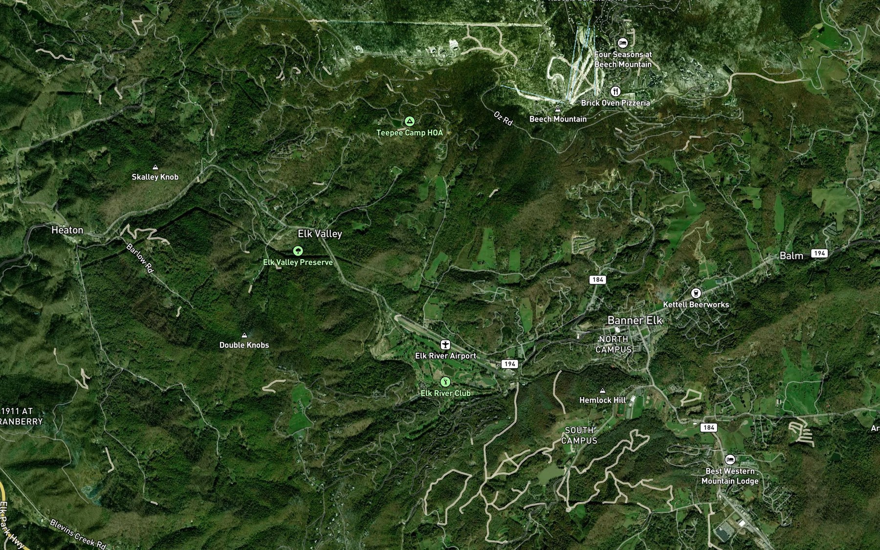 Satellite map of the Lee Branch
