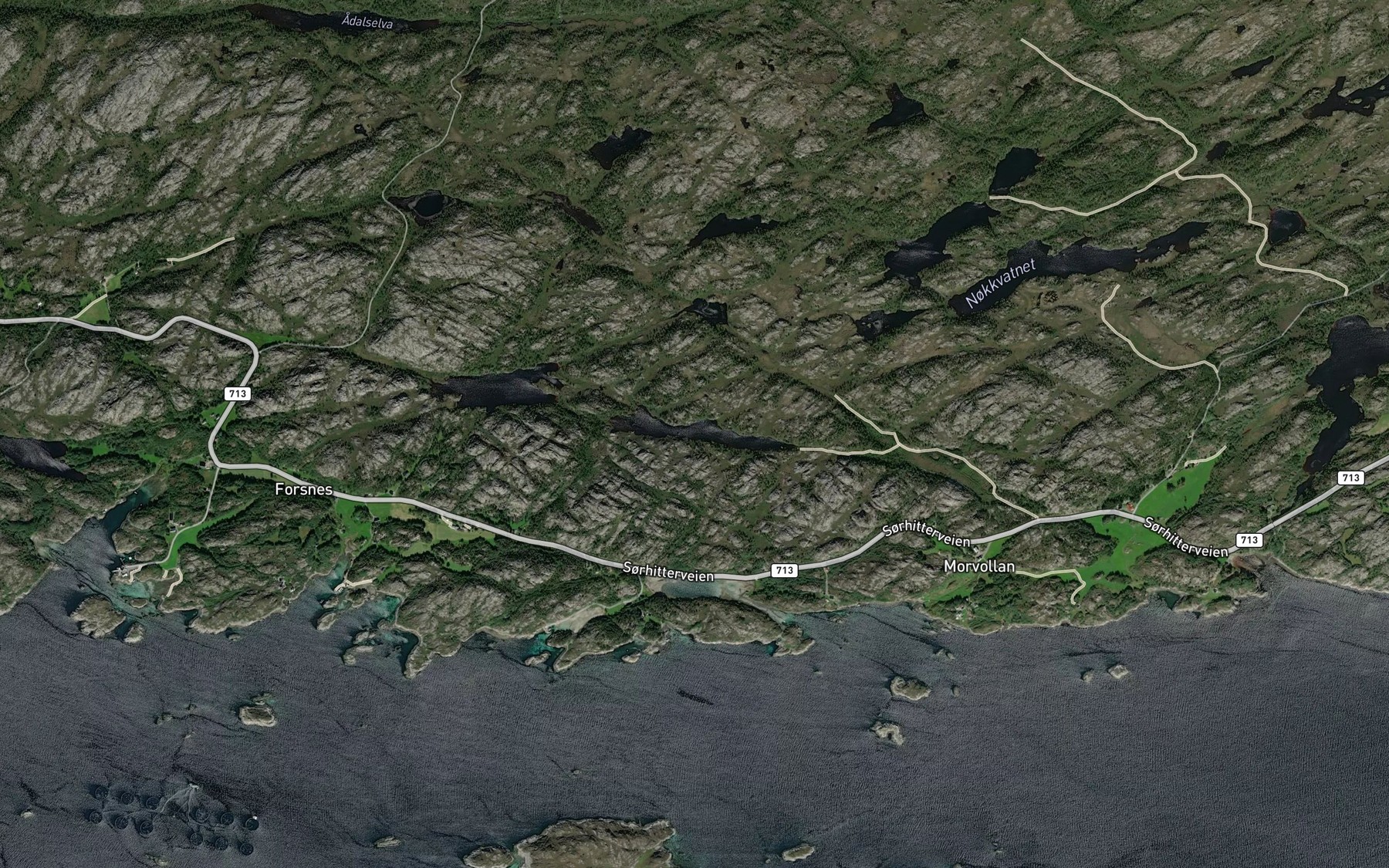 Satellite map of the Langmyrvatnet