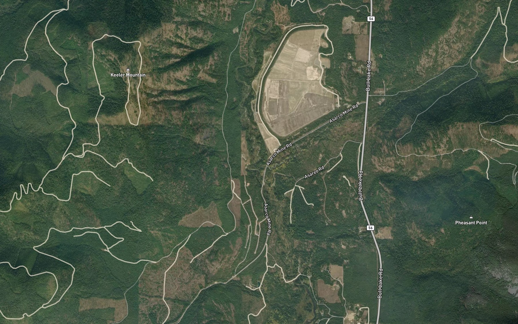 Satellite map of the Camp Creek