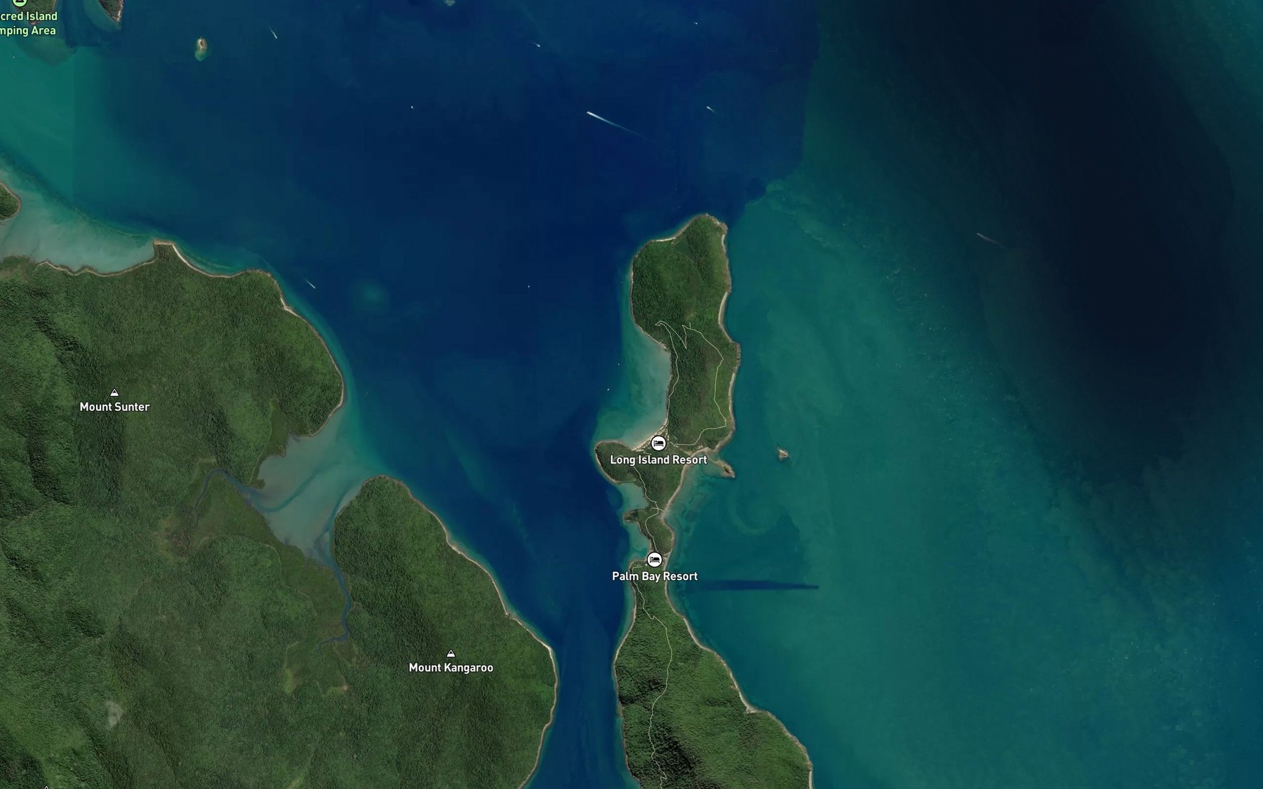 Satellite map of the Happy Bay