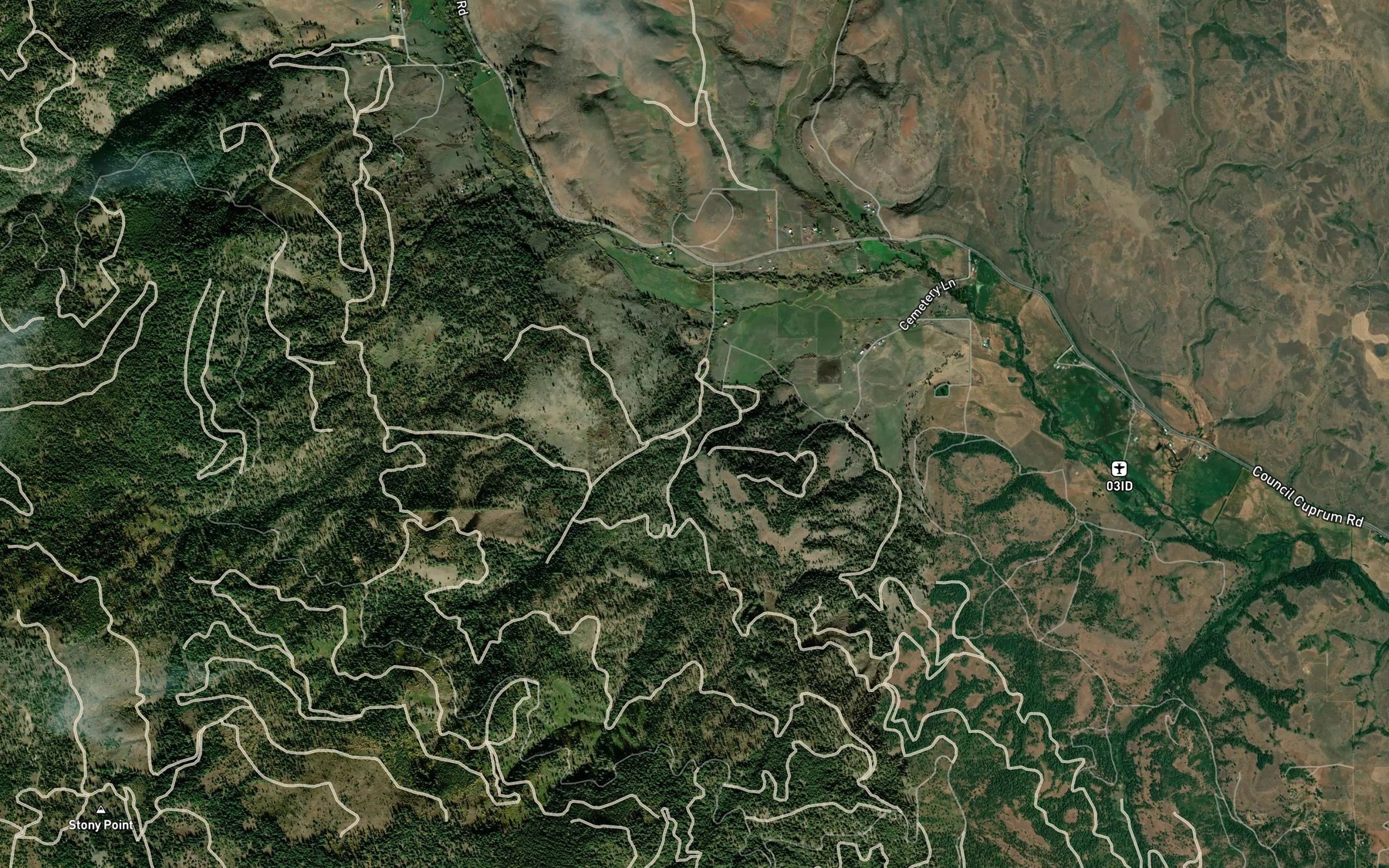 Satellite map of the Sonner Creek
