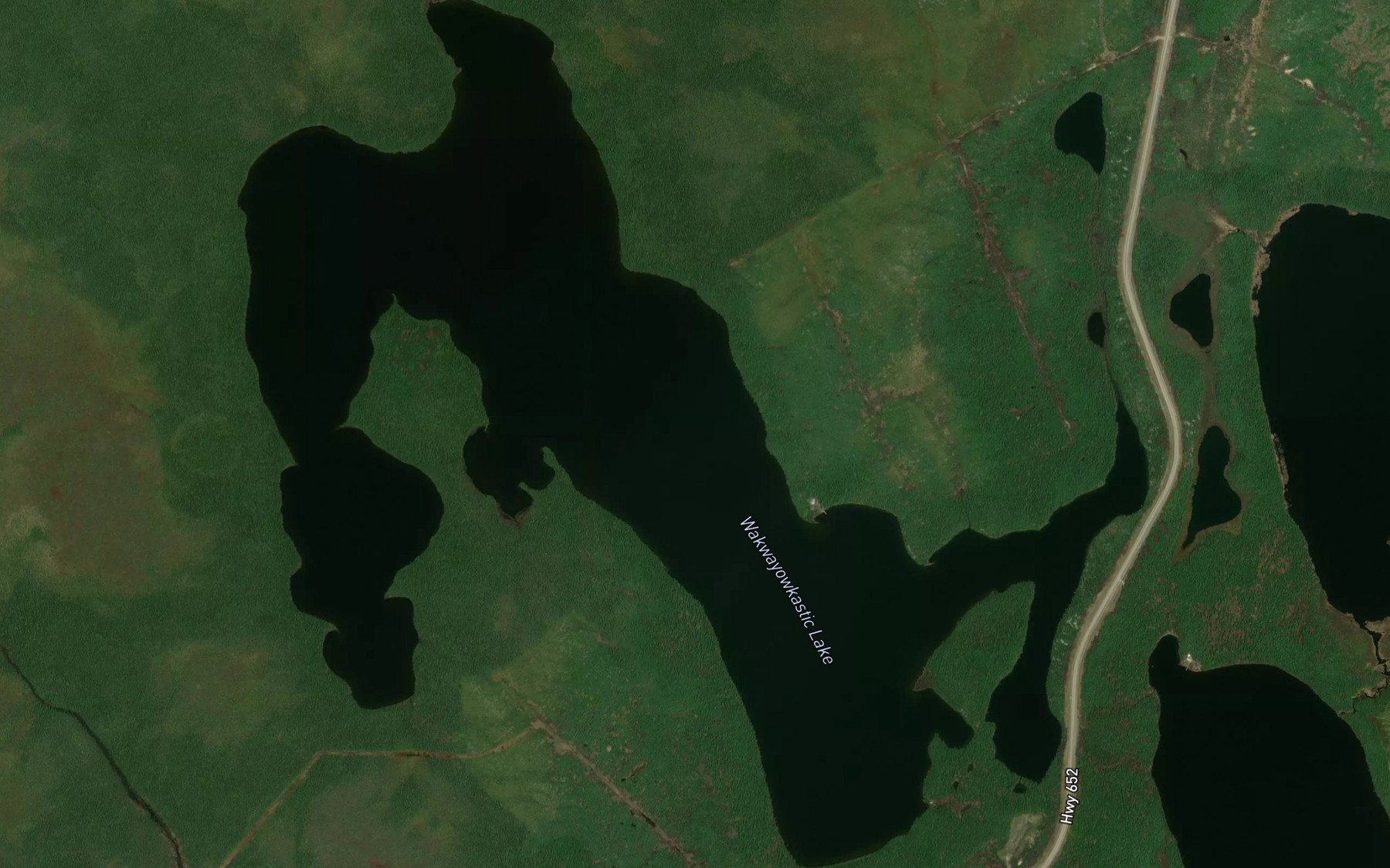 Satellite map of the Wakwayowkastic Lake