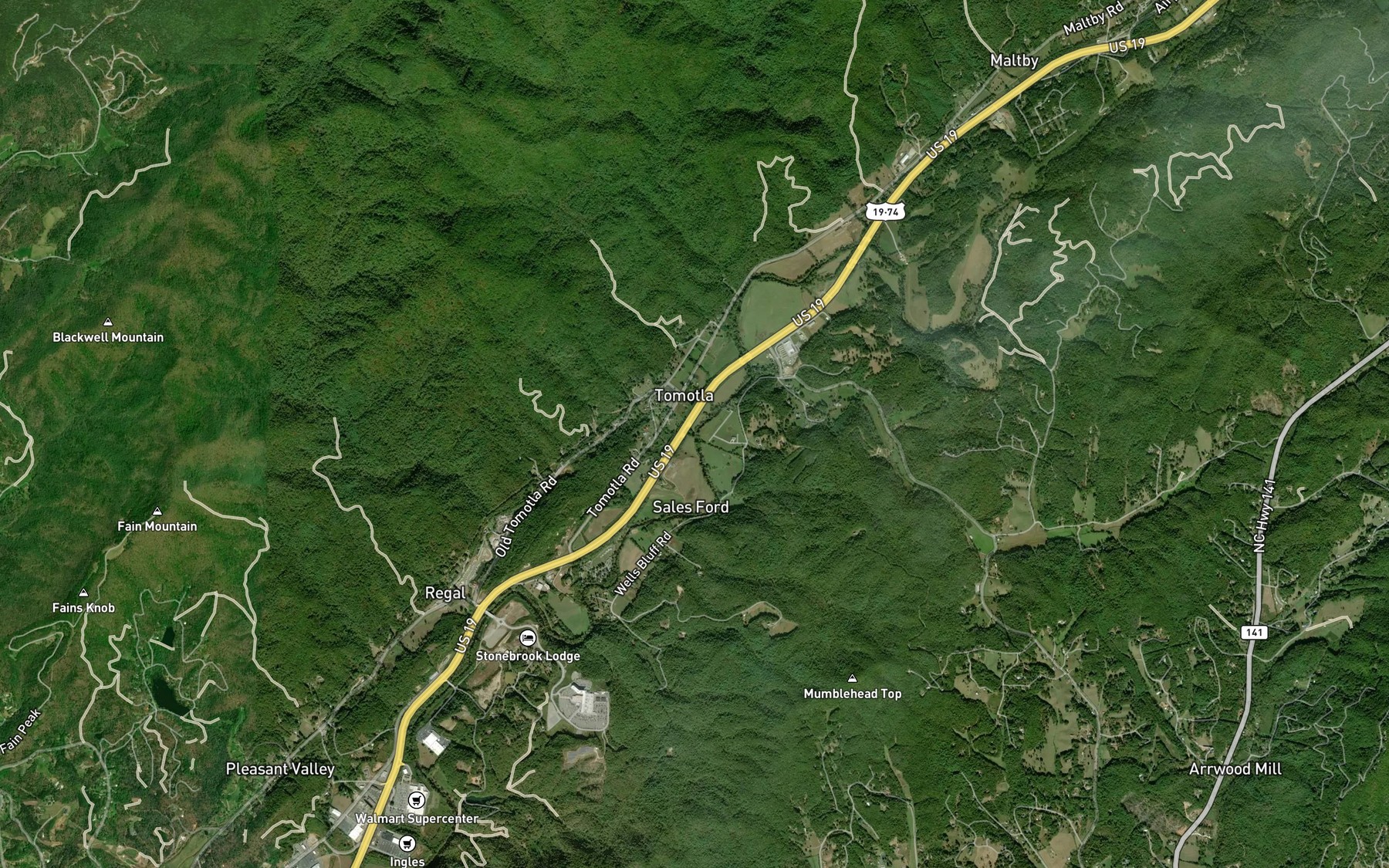 Satellite map of the Schoolhouse Branch