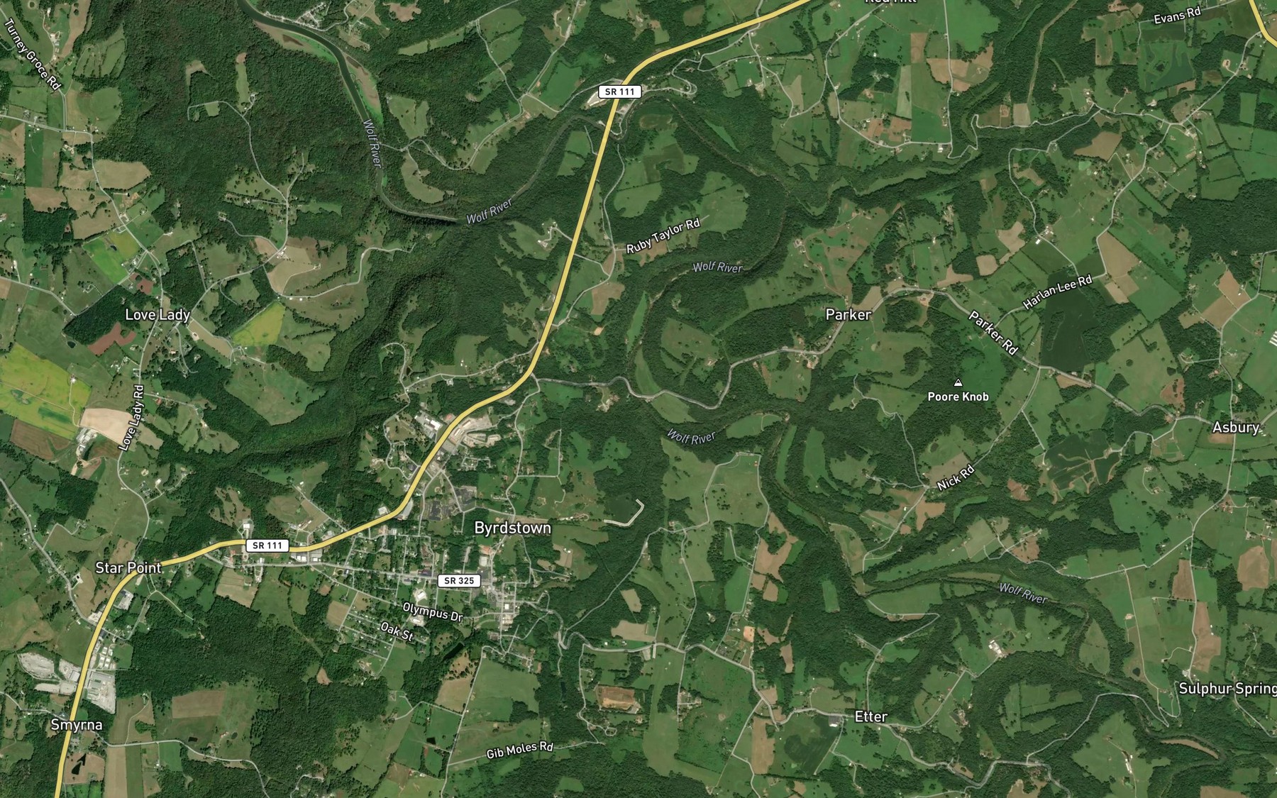 Satellite map of the Town Branch
