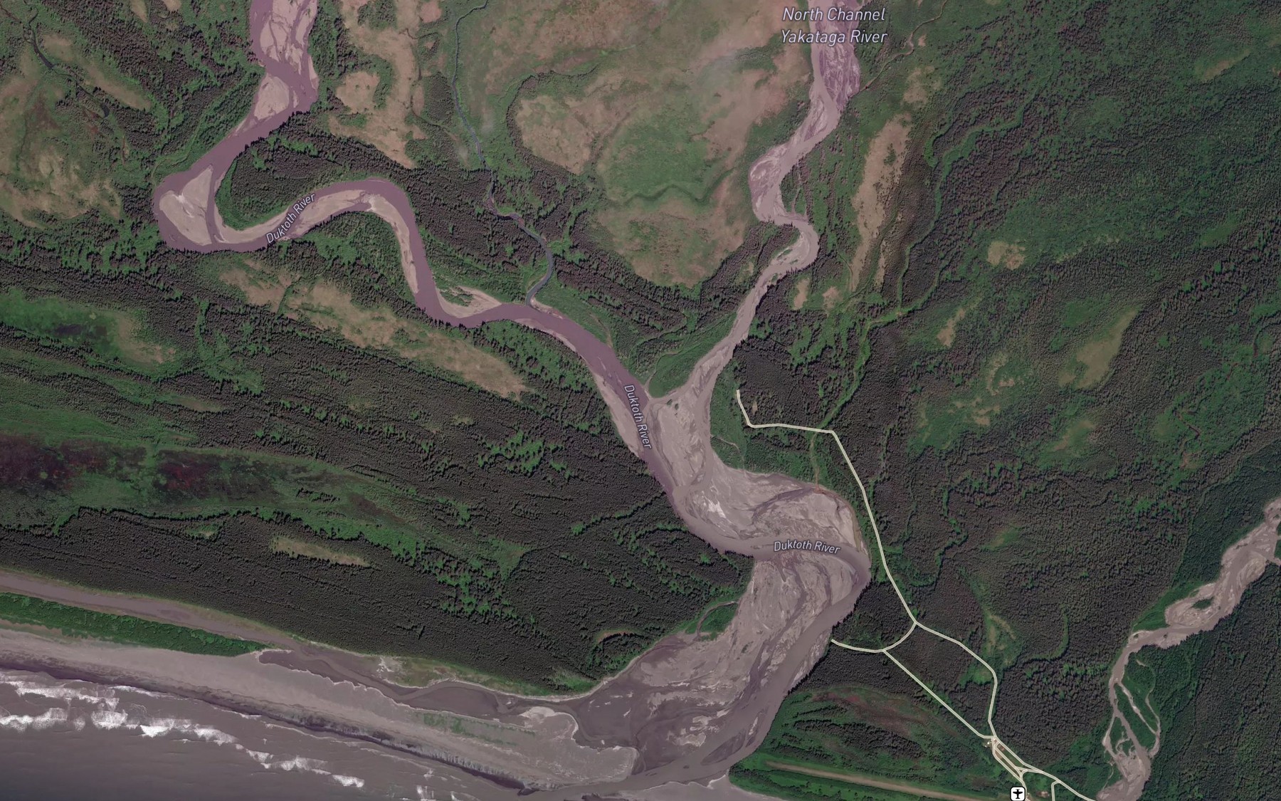 Satellite map of the North Channel Yakataga River