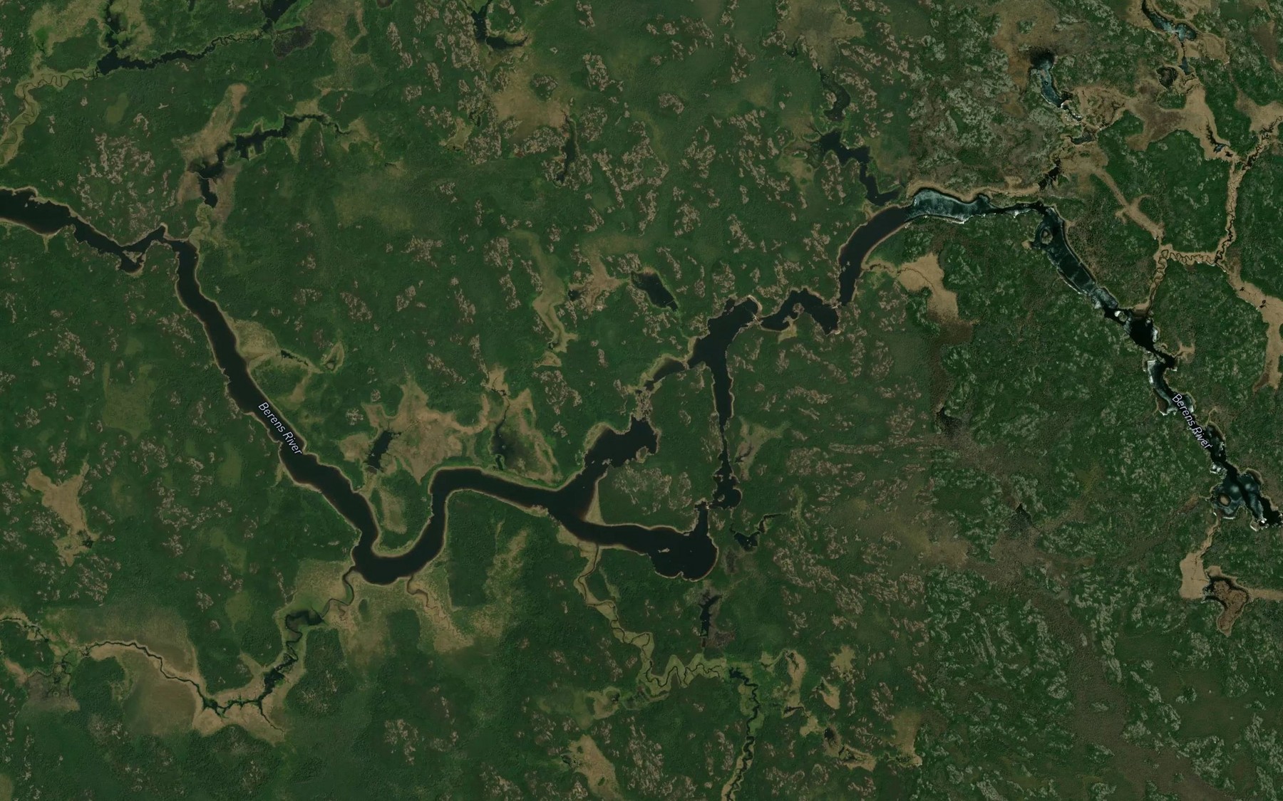 Satellite map of the Kakewawun Rapids