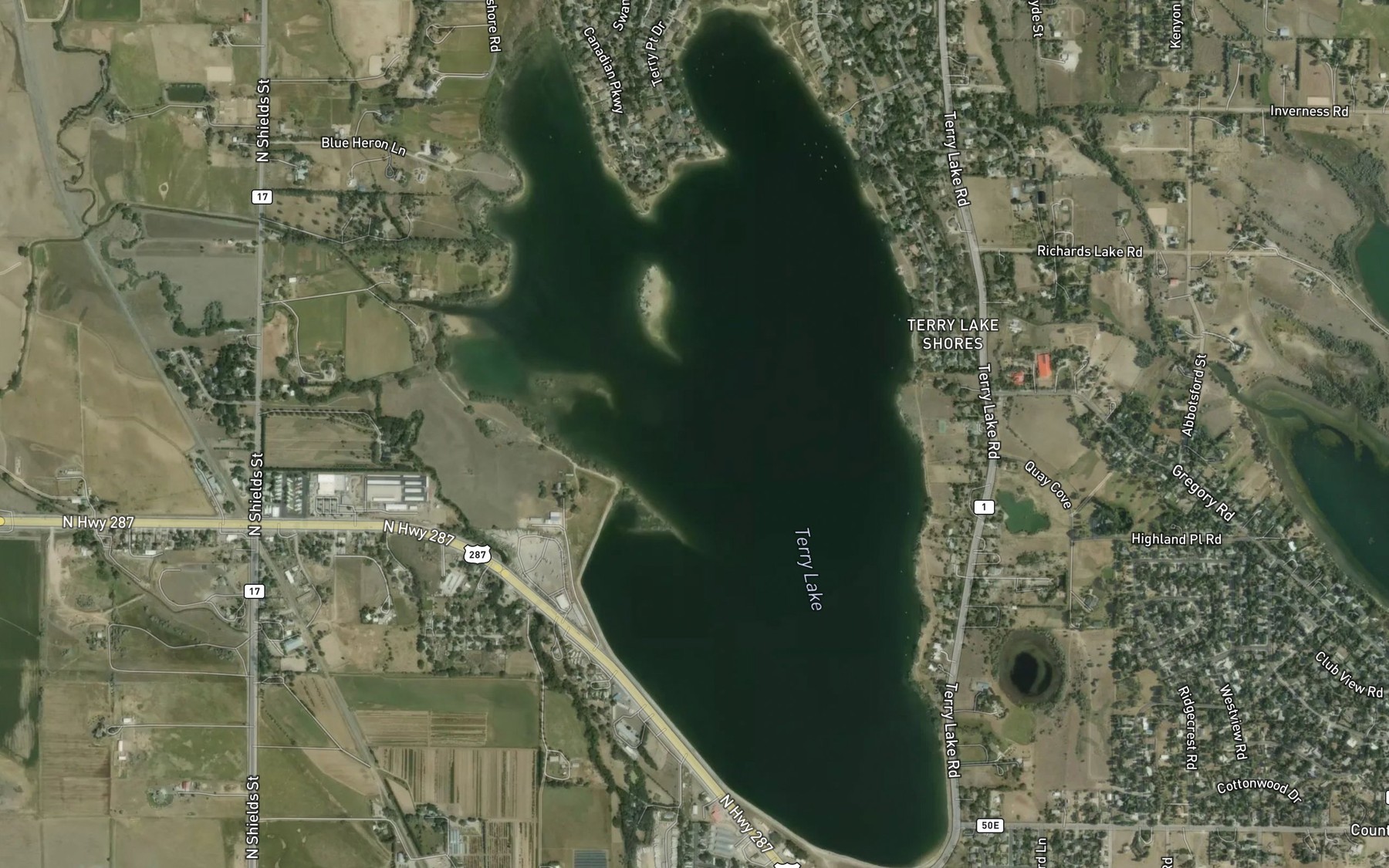 Satellite map of the Terry Lake