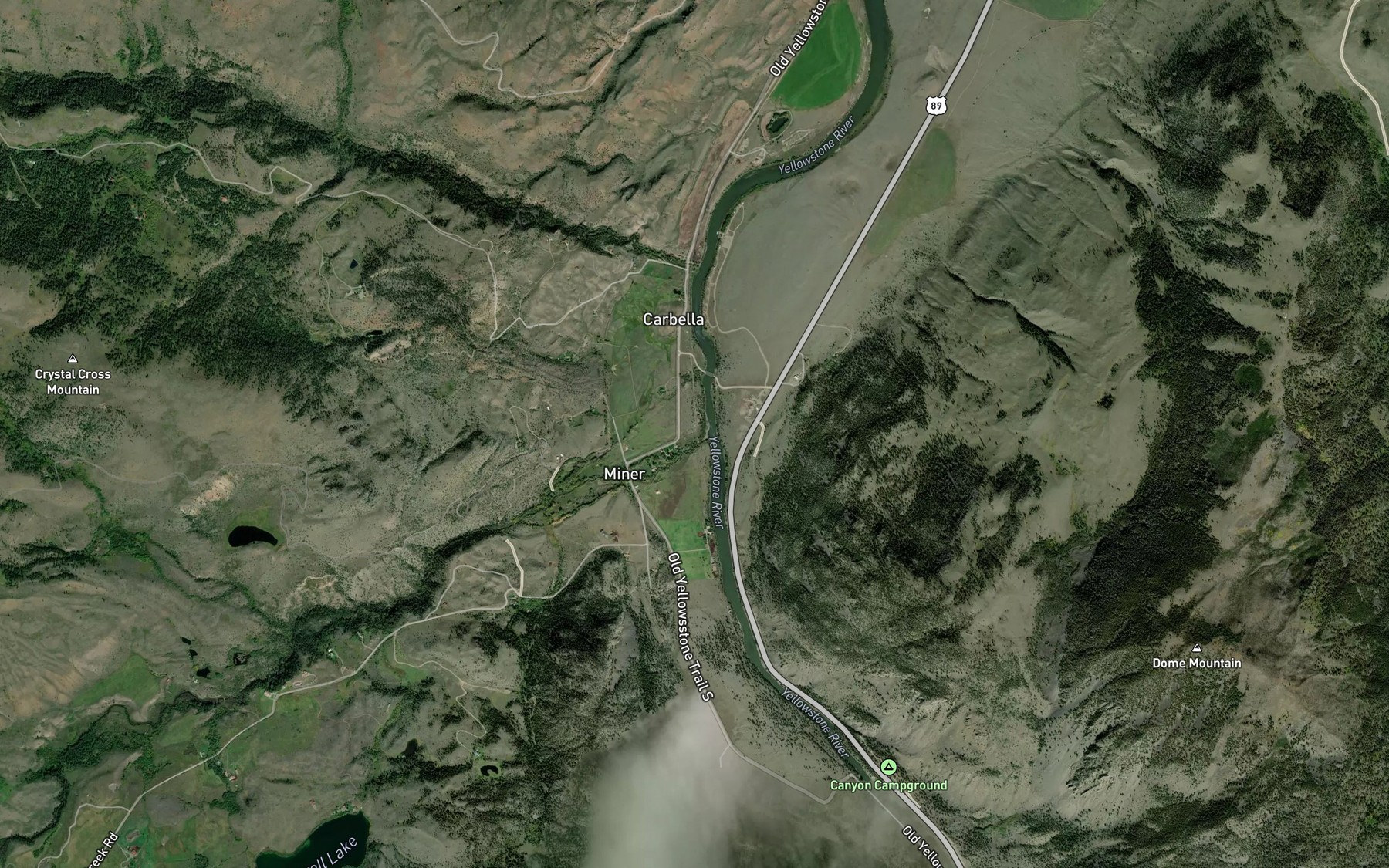 Satellite map of the Tom Miner Creek